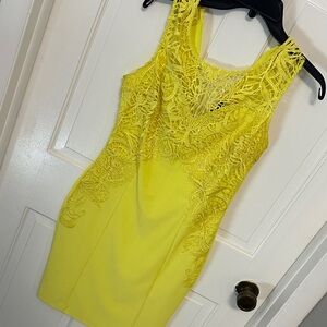 VENUS Vibrant Yellow Lace Mini Dress